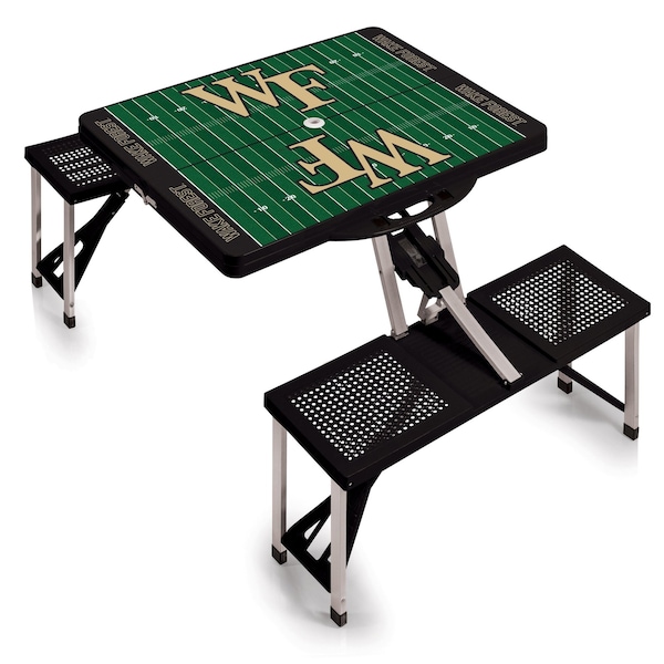 Picnic Time Family Of Brands Wake Forest Demon Deacons - Football Field - Picnic Table Portable Folding Table, Black 811-00-175-615-0 - main