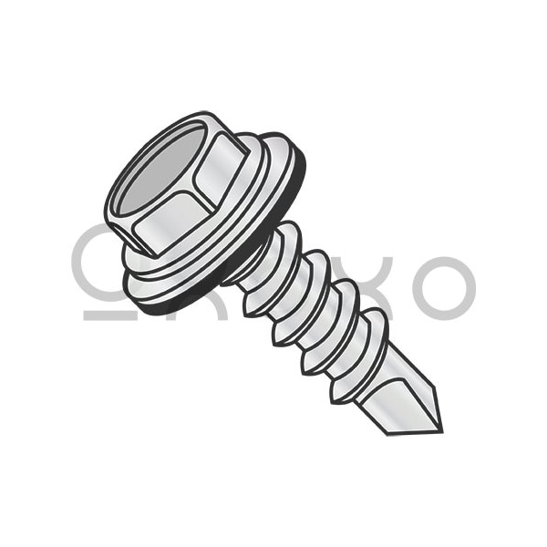 Oxoxo 10-16X3/4 Unslot Hexwash Bonded NEO EPDM Washer Self Drill Full Thd ZincBake 1000hrs Salt, 2000PK 581748 - main