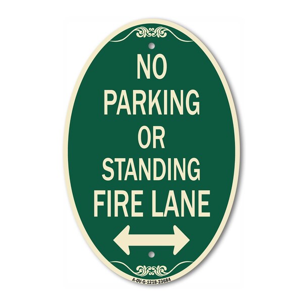 Signmission No Parking or Standing Fire Lane With Bidire, 12 In X 18 In Architectural, Heavy Gauge Aluminum A-OV-G-1218-23684 - main