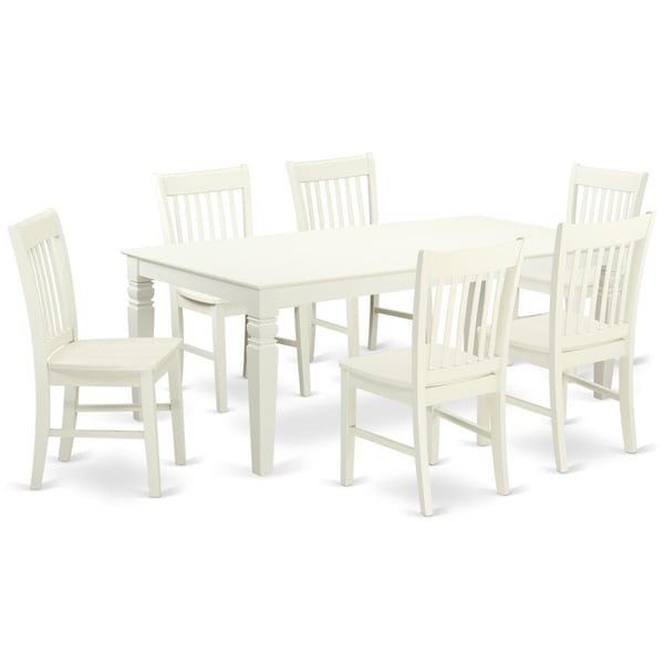 East West Furniture 7 Piece Dining Set, Linen White, 7PK LGNO7-LWH-W - main