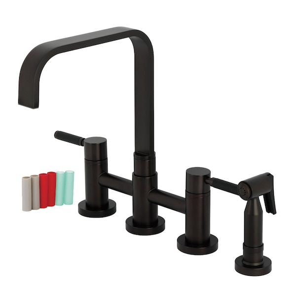 Kingston Brass Bridge Kitchen Faucet with Brass Sprayer, Oil Rubbed Bronze KS8255DKLBS - main