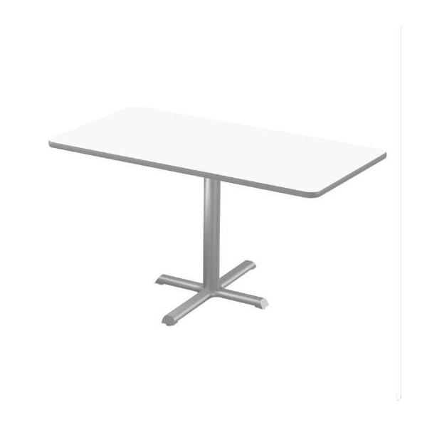 Correll Rectangle Cafe Table W/ Cross Base, 48 in W, 30 in L, 29 in H, Particleboard Top, Frosty White SCT3048DE-80-98-13 - main