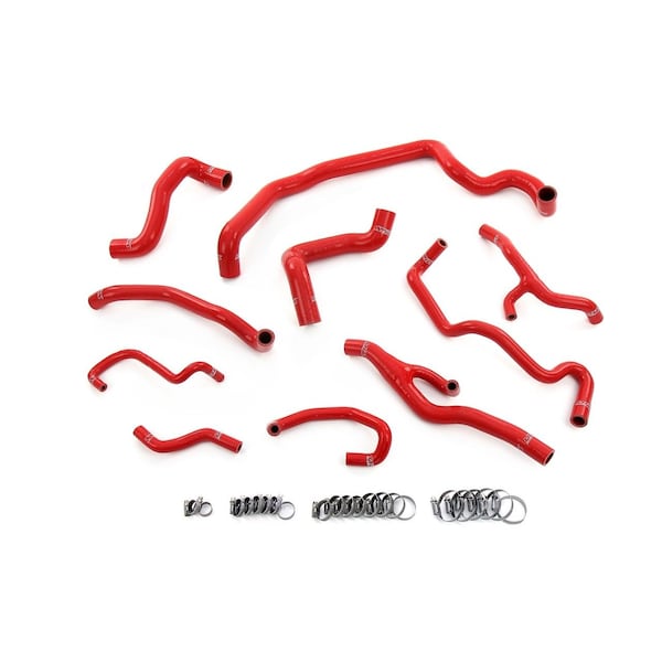 Hps Performance Reinforced Silicone Radiator, Heater, Water Pump, and Expansion Tank Coolant Hose Kit, Red, 57-1998-RED - main