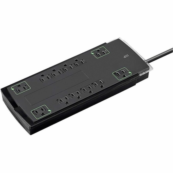 Monoprice Outlet Strip, Surge, 5-15R, 5-15P, 10 ft., Black 15870 - main