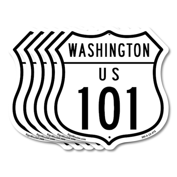 Signmission Washington Route Marker Shield Sign Us 1, 12 inch X 12 inch, Aluminum Metal Sign, 5PK SHI-A-5Pack-12-475 - main