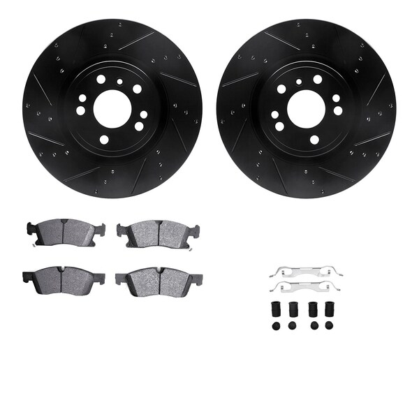 Dynamic Friction Co DFC Rotors-Drilled & Slotted-Black w/ EURO 5000 Ceramic Brake Pads Incl Hdw 8612-63087 - main