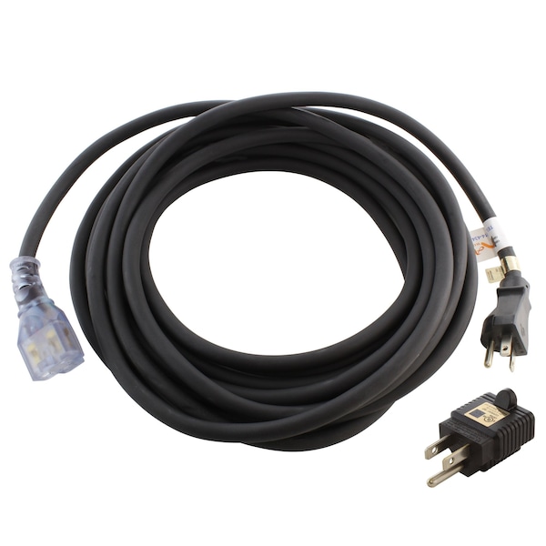 Ac Works SJTW Extension Cord, 12 AWG, Indoor/Outdoor, 12/3, 1 Outlets, 5-15/20R, Black, PVC, 5-15/20P, 25 ft 15/20AEX-025 - main