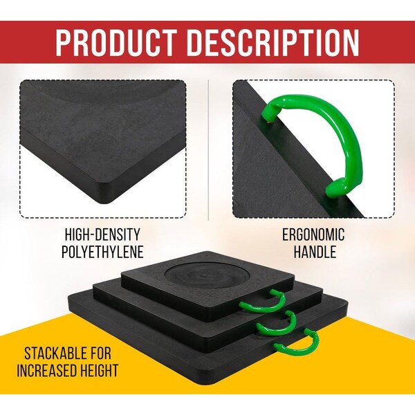 Mytee Products 30in x 30in x 2in Heavy Duty Outrigger Pad for RV with Recessed Radius Black, 2PK ORP-303020-RRx2 - main