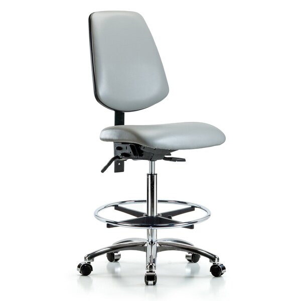 Blue Ridge Ergonomics High Bench Chair No Arms, 26" to 35-1/2" Height, Vinyl, Dove BR-VHBCH-MB-CR-T1-A0-CF-CC-8567 - main