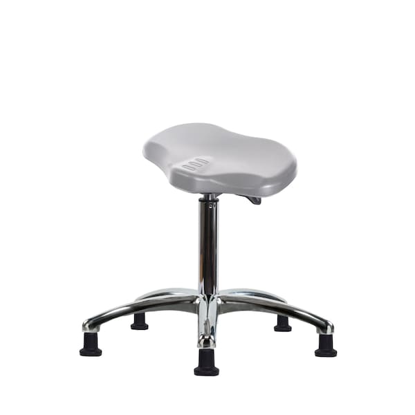 Blue Ridge Ergonomics Poly Ray Sit-Stand Stool Chrome-Medium Bench Height with Stationary Glides in Gray Poly PRPMBSO-CR-NF-RG-GRY - main