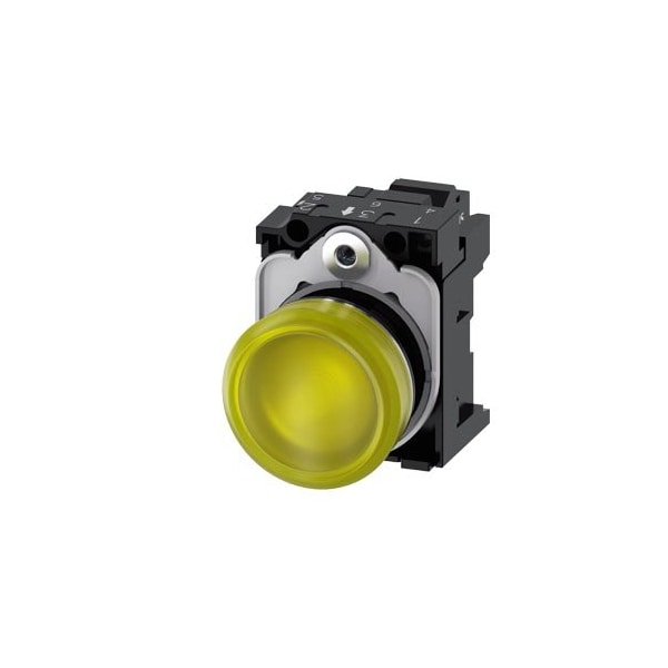 Siemens Indicator lights, 22 mm, round, metal, shiny, yellow, lens, smooth 3SU1152-6AA30-3AA0 - main