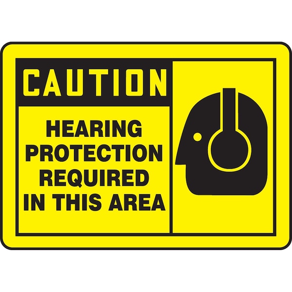 Accuform OSHA CAUTION SAFETY LABEL HEARING LPPE625XVE - main