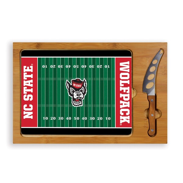 Picnic Time Family Of Brands NCAA NC State Wolfpack Football Field Icon Glass Top Cutting Board & Knife Set 910-00-505-424-0 - main