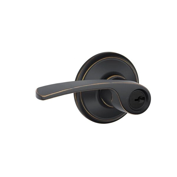Schlage Residential Merano Lever Keyed Entry Lock C Keyway with 16211 Latch and 10063 Strike Aged Bronze Finish F51AMER716 - main
