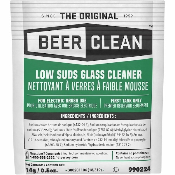 Diversey Beer Clean Glass Cleaner, Powder, .5oz Packet, PK100 990224 - main