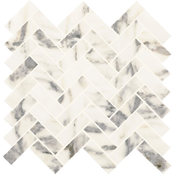 Daltile Eclessia Marble Natural Stone Herringbone Mosaic Honed, 10.70 SQFT Per Carton, 10PK M34713HERRMSHN - main