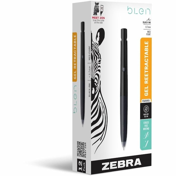 Blen Retractable Gel Black Barrel, PK12 41410 - main