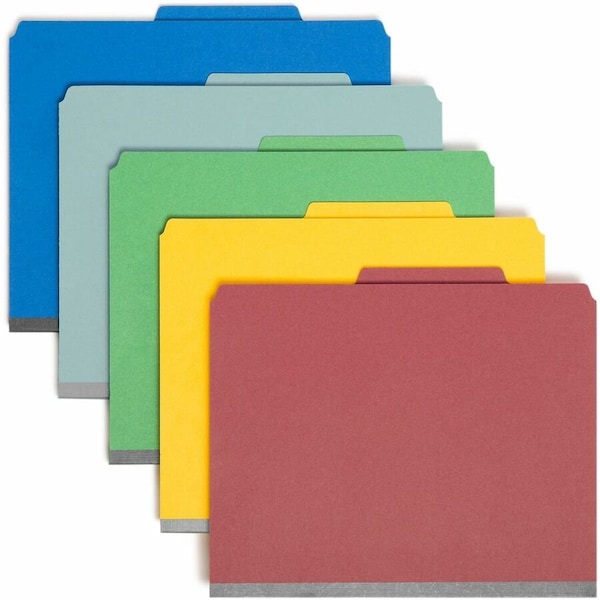Smead Pressboard Classification Folders, Letter, Six-Section, Assorted, 10/Box 14025 - main