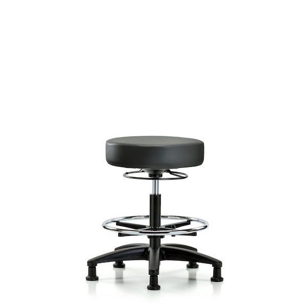 Blue Ridge Ergonomics Vinyl Stool, Med Bench, Foot Ring, Glides, Carbon BR-VMBSO-RG-CF-RG-8823 - main