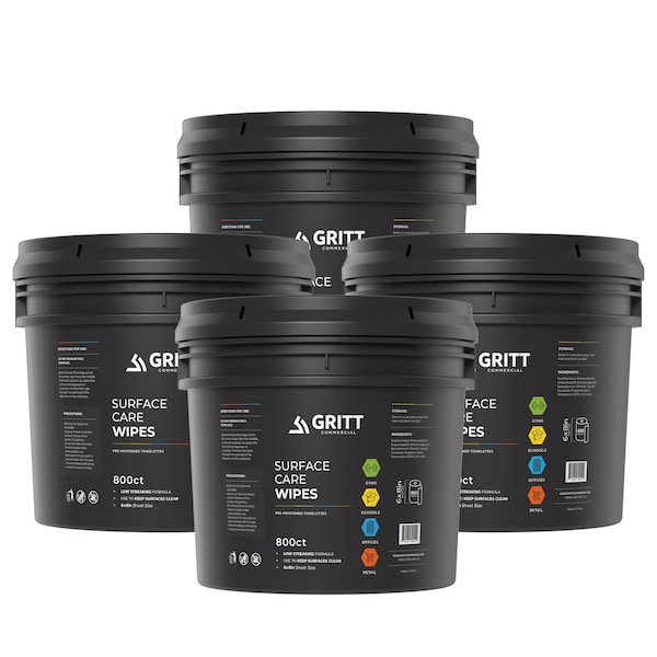 Gritt Commercial Gym Wipes, All-Purpose Cleaning Wipes - 4 x 800 Count Roll + Bucket, 3200 Wipes, 4PK GRI5-RW-1-B-CS-NR - main