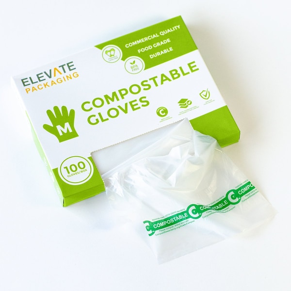 Elevate Packaging Foodservice Gloves, BioPoly, Powder-Free, 100 PK, Natural E00020 - main
