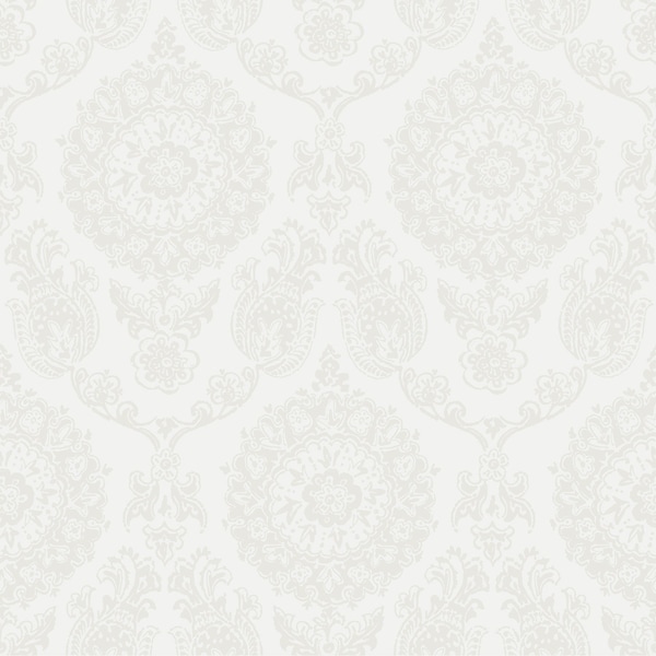 Chesapeake Helm Damask White Floral Medallion Wallpaper 4071-71021 - main