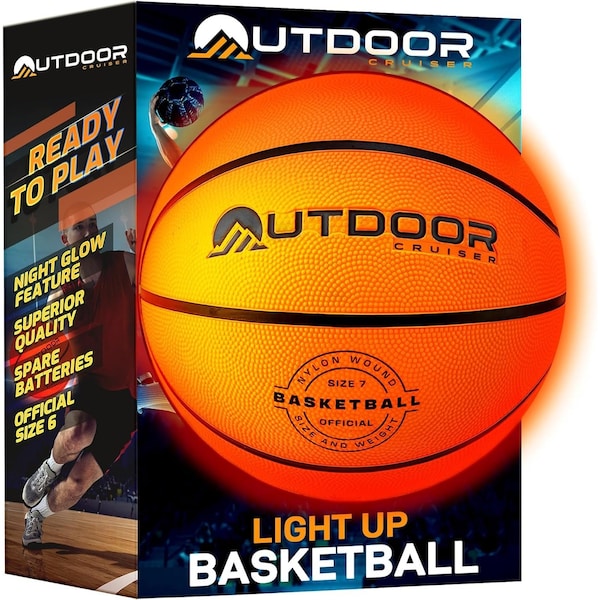 Outdoorcruiser Light Up Basketball Waterproof Rubber Construction Glow in The Dark Glows Up to 30Hrs TapActivation OCBBL7 - main