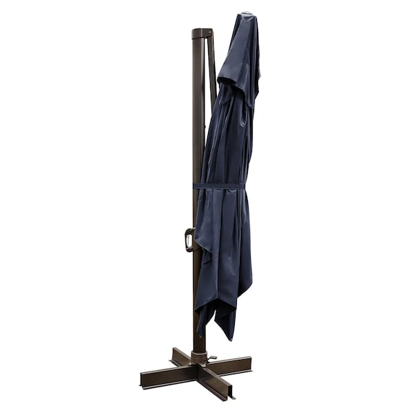 Homeroots 13ft Navy Polyester Rectangular Tilt Cantilever Patio Umbrella With Stand 485640 - main