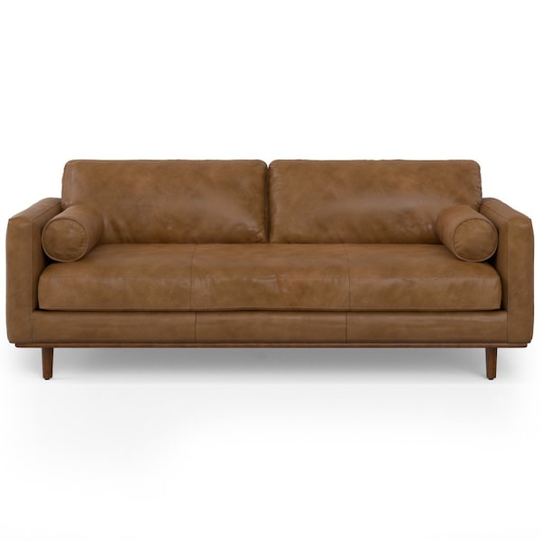 Homeroots 89" Brown Leather Sofa 640988 - main