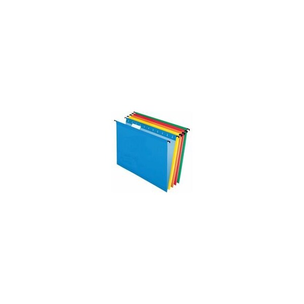 Pendaflex SureHook 1/5 Tab Cut Letter Recycled Hanging Folder, 8 1/2inx11in, Red, Blue, Orange, Yellow, 20PK 615215ASST - main