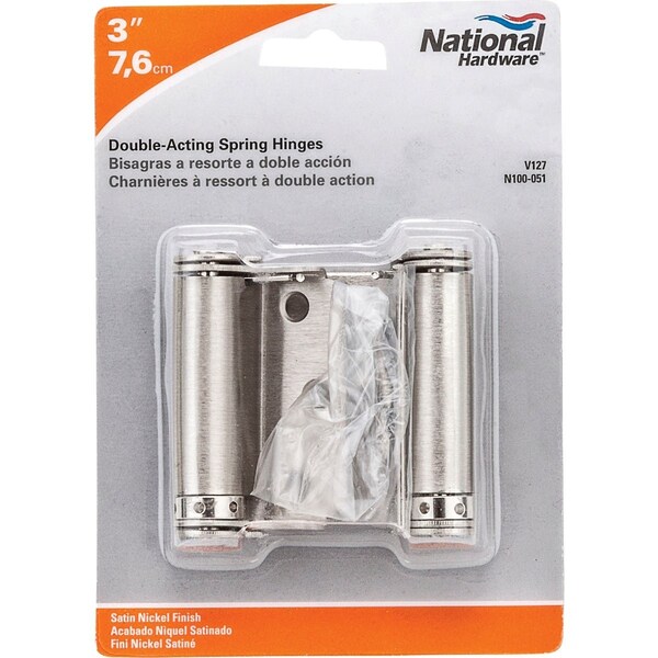 National Hardware 3'' Satin Nickel Double-Acting Spring Door Hinge N100-051 - main