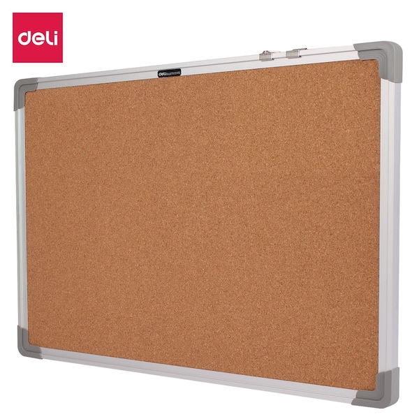 Deli Cork Board 24x36, Self-Healing Natural Cork, Aluminum Frame, Yellow E39053 - main
