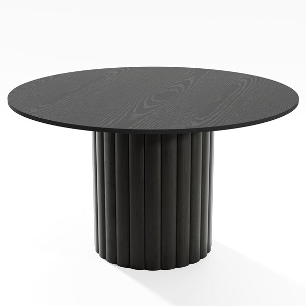 Homeroots 52" Black Solid Wood Pedestal Base Round Top Dining Table 721030 - main
