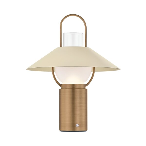 Troy Lighting Kindle 1 Light Rechargeable Table Lamp in Patina Brass and Soft Sand Finish RTL4715-PBR/SSD - main