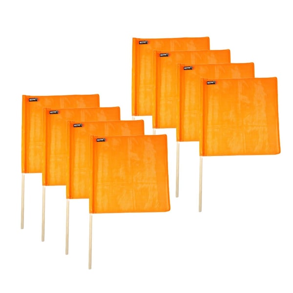 Mytee Products Vinyl Mesh Flag with Wooden Dowel 18 in x 18 in - Orange, 8PK VMF-ORANGEx8 - main