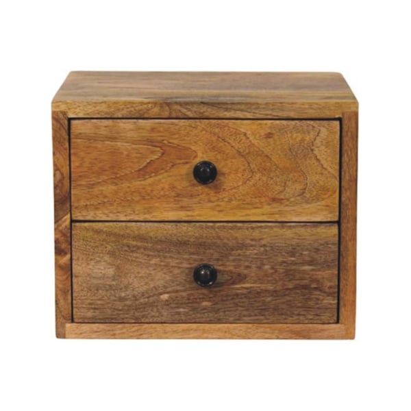 Homeroots 12" Brown Solid Wood Two Drawer Floating Nightstand 712847 - main