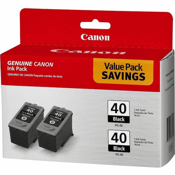 Canon Cartridges, Ink, Black/Tricolor, 4 x 6", PK2 PG40TWINPK - main