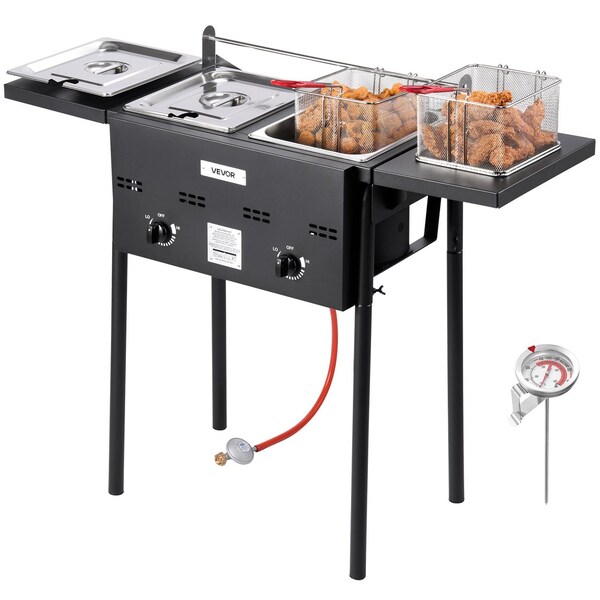 Vevor Outdoor Propane Dual Tank Deep Fryer for Commercial Use with Stand DBFY01 - main