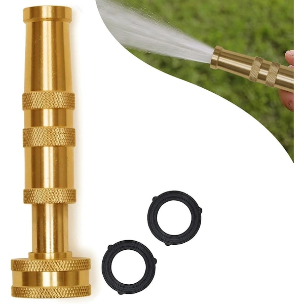 Morvat Solid Brass Heavy Duty Outdoor Jet Spray Garden Hose Twist Nozzle MOR-BNOZZLE-1-A - main