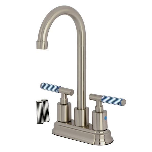 Kingston Brass Double-Handle 4" Centerset Bar Faucet, Brushed Nickel KB8498KPS - main