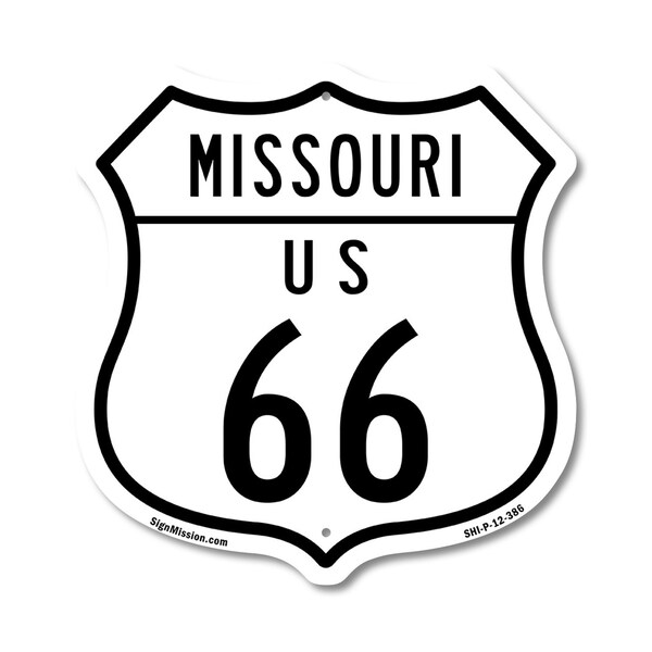 Signmission Missouri Route Marker Shield Sign Us 66, 12 Inch X 12 Inch, Plastic Sign SHI-P-12-386 - main