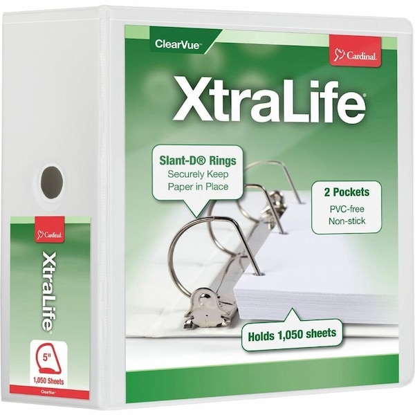 Cardinal Xtralife ClearVue Locking SlantD Binders, White CRD26350 - main