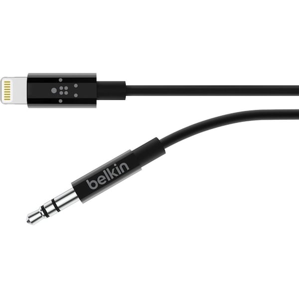 Belkin 3.5 MM AUDIO CABLE WITH LIGHTNING CONNECTOR 6 FEET BLACK AV10172BT06-BLK - main