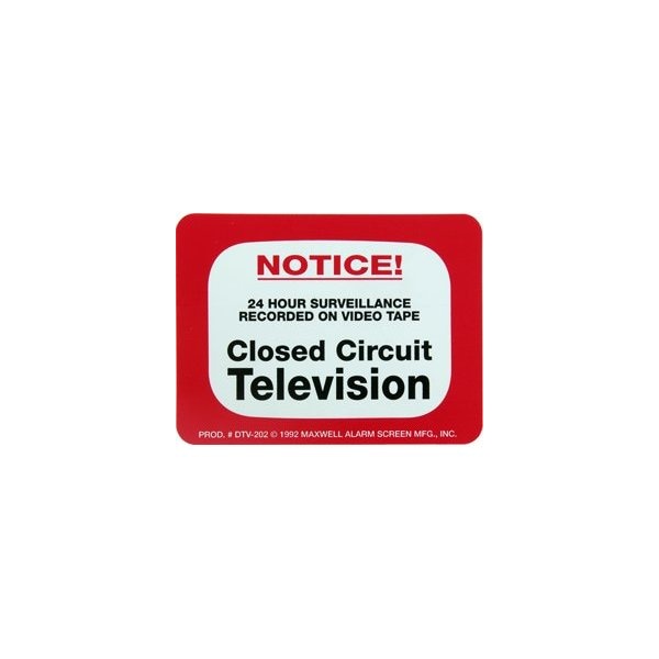 Maxwell Alarm Screen Mfg Decal 4 x 3in Warning CCTV DTV-202 - main