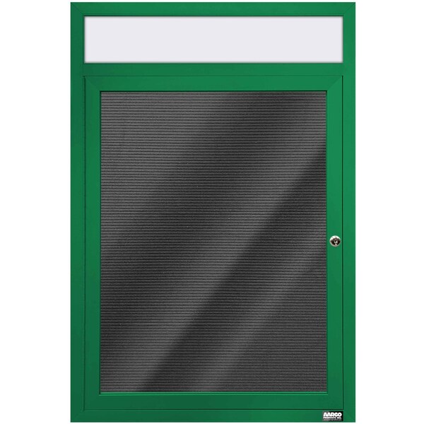 Aarco Enclosed Letter Board Directory w/ Powder Coated Green Aluminum Frame and Header, 36''Hx24''W, 1 Door ADC3624HG - main