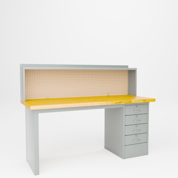 Pucel Side Drawer Work Station, 72 in W x 30 in D x 33 in H, Gray EDB-3072-W - main