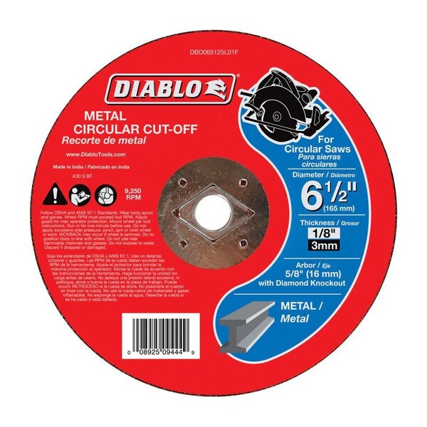 Diablo 6-1/2in. Metal Cut-Off Disc DBD065125L01F - main