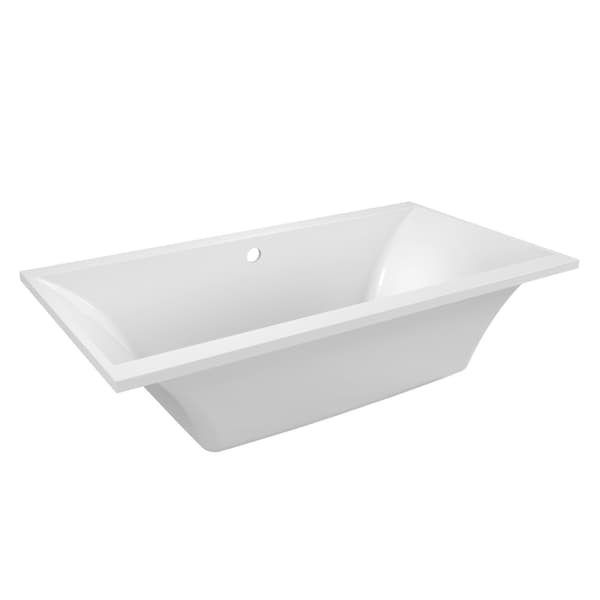 Kingston Brass 67" Acrylic Rectangular Drop-In Tub with Reversible Drain, Glossy White VTPN673619C - main