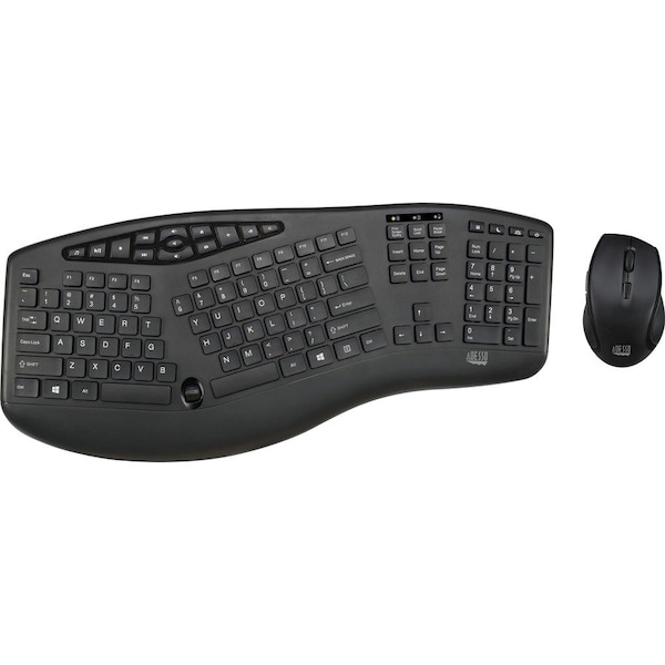 Adesso SLIM MULTIMEDIA 2.4GHZ WIRELESS ERGONOMIC DESKTOP KEYBOARD, WITH LOW PROF WKB-1600CB - main