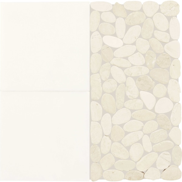 Daltile Pebble Oasis Natural Stone Art Deco Pebble Mosaic 11in x 11in in Honed Icicle, 11PK PB36ARTDCPBMSHN - main